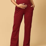 Comfy Maternity Trackpants - Maroon